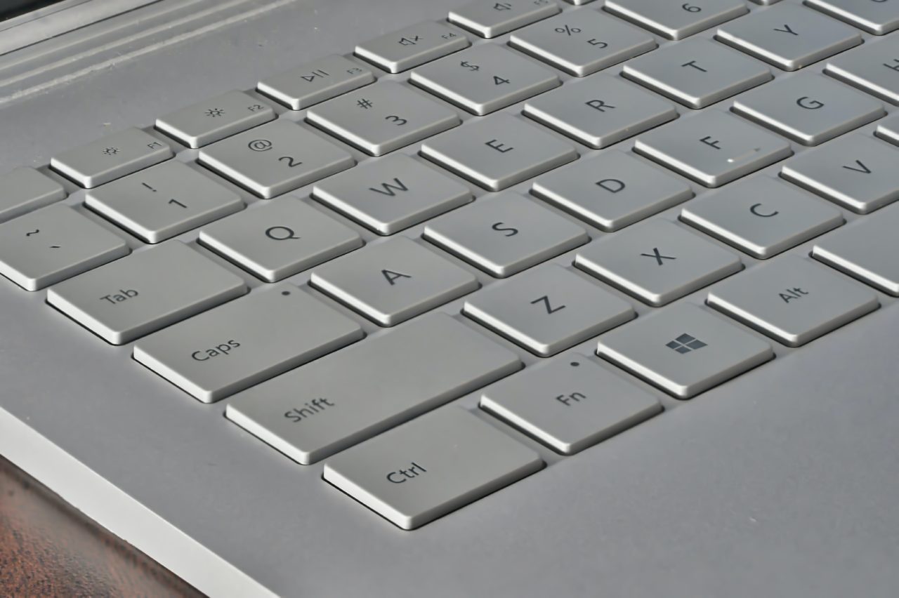 A silver laptop keypad